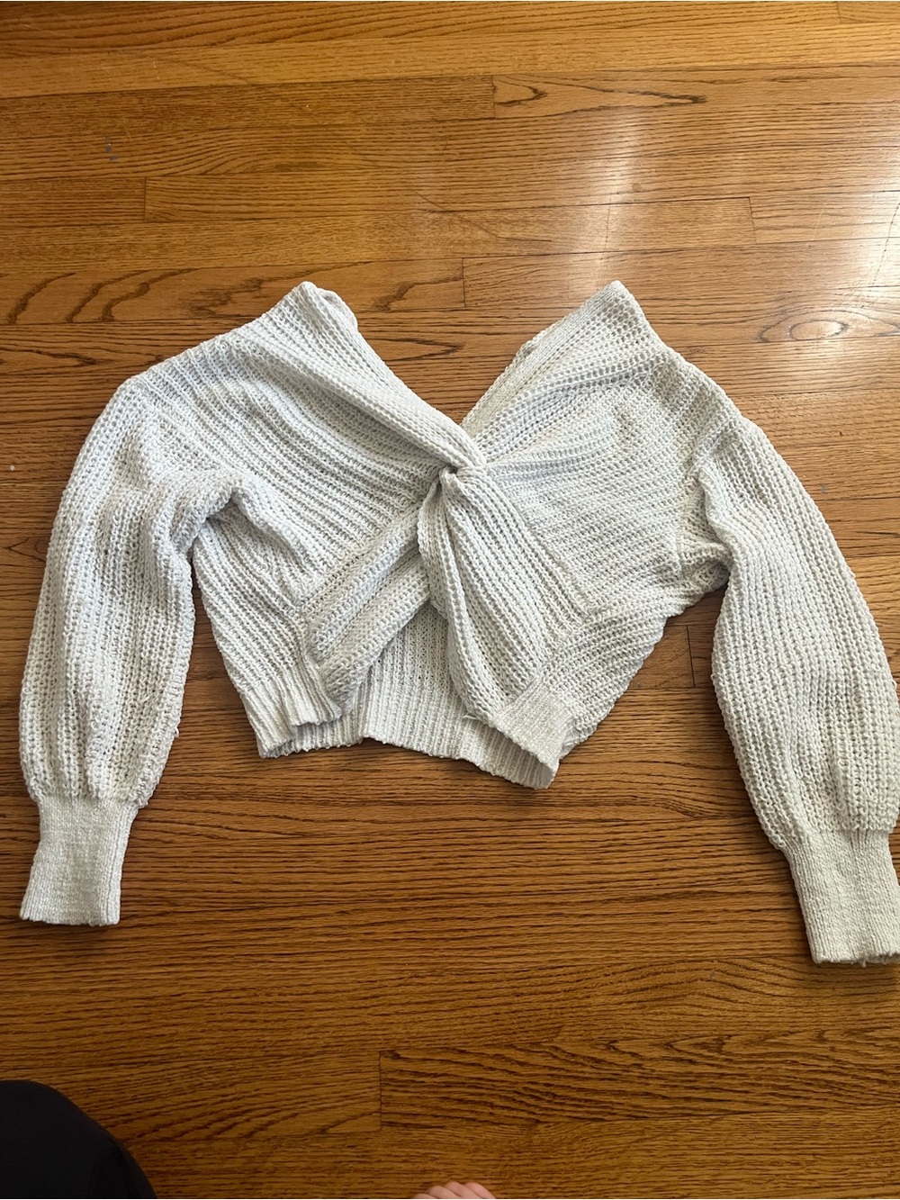 Pink Rose Off-the-Shoulder Twist-Front Sweater - Cream